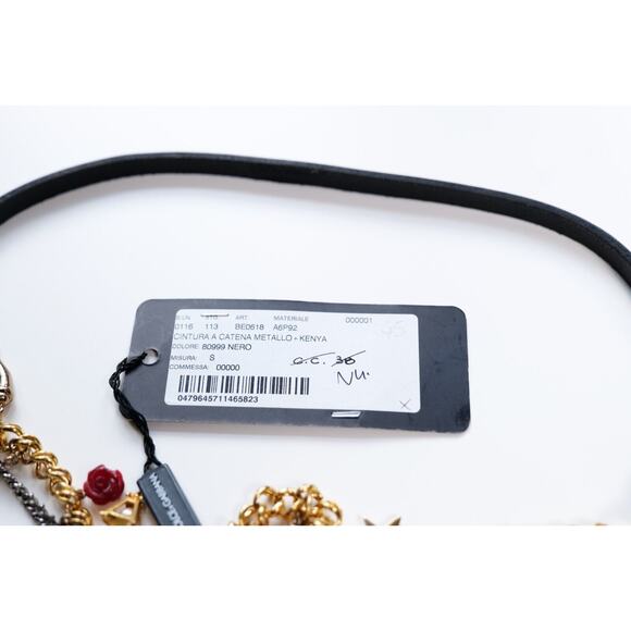 Dolce & Gabbana Vintage Gold Unique Flower Charm Leather Belt main image 6